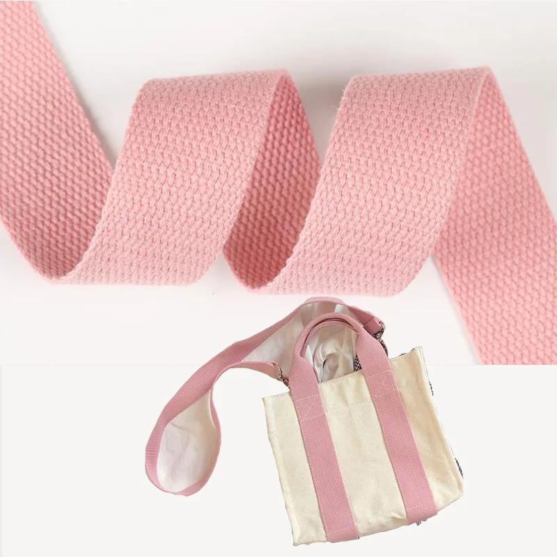 QH 8 Yards 38mm Pink Khaki Canvas Webbings Ribbon Thick Cotton Webbing Strap Belt Bias DIY Bag Garment Sewing Accessories Craft