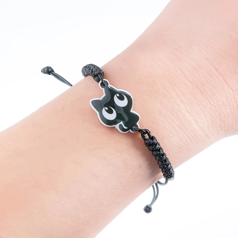 Kawaii Axolotl Salamander Black and Red Woven Adjustable Bracelet Rope Chain Acrylic Resin Epoxy Fashion Jewelry for Women