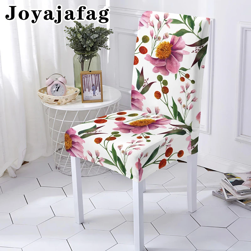 1 Piece Flowers Printed Elasticity Seat Cover Office Restaurant Dining Chair Cover For Hotel Home Banquet