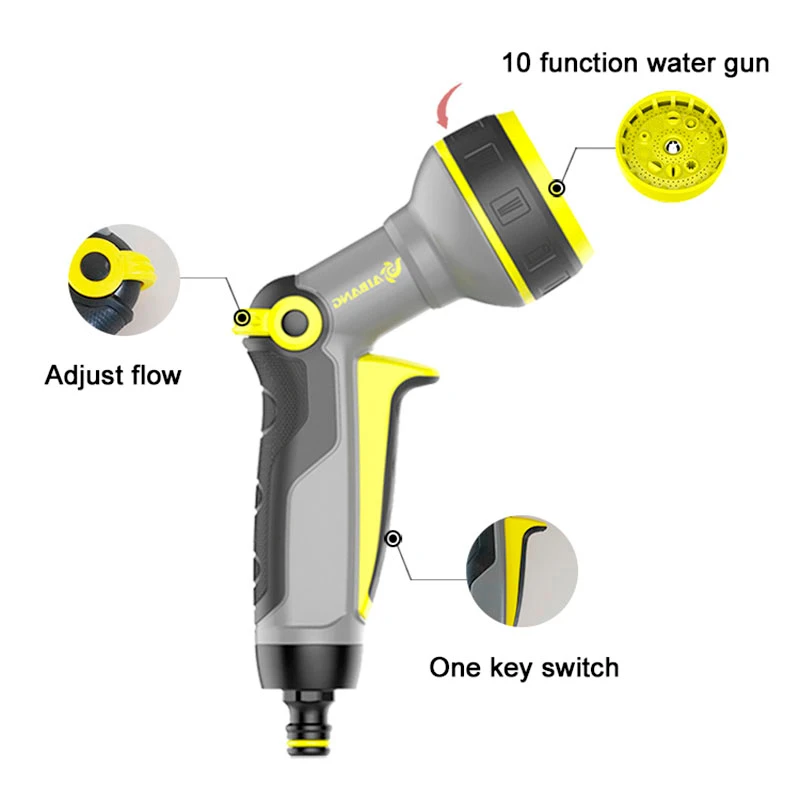 Spray Lawn High Pressure Water Gun For Garden Washing Car Durable Hand-held Tools Watering Multi-function For 10 Spray Modes