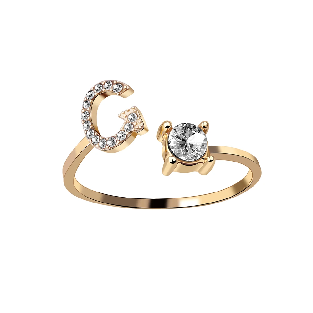 Modischer Initialen-Ring A-Z für Damen, Klassischer Gold- oder Silberfarbener Offener Fingerring für Partys, Schmuckgeschenk, Großhandel – Detail 19