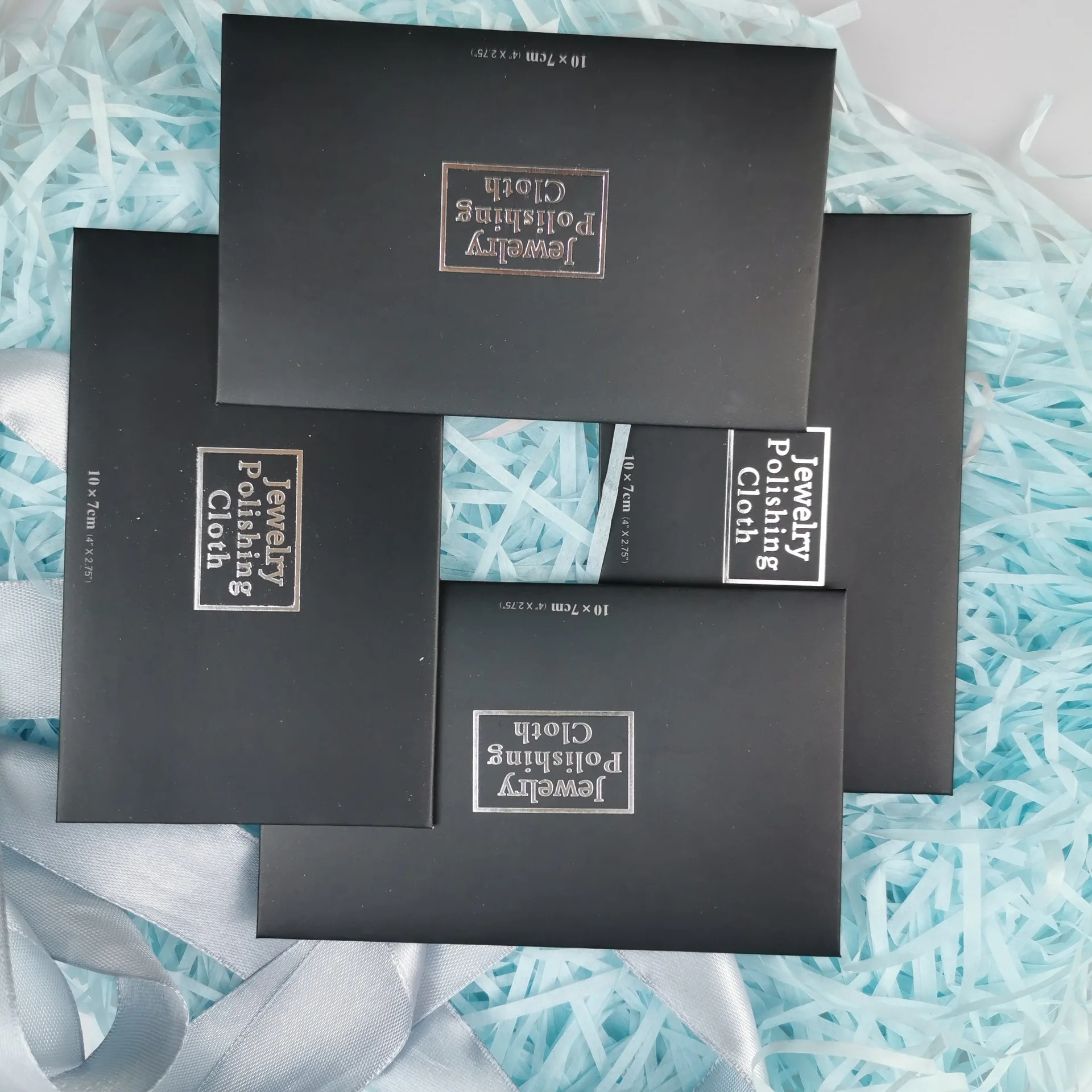 100pcs/lot 7x10cm/2.8x3.9inches Silver Jewelry Polishing Cloth Black Cleaning Cloths With Envelope Paper Case Packaging Logo