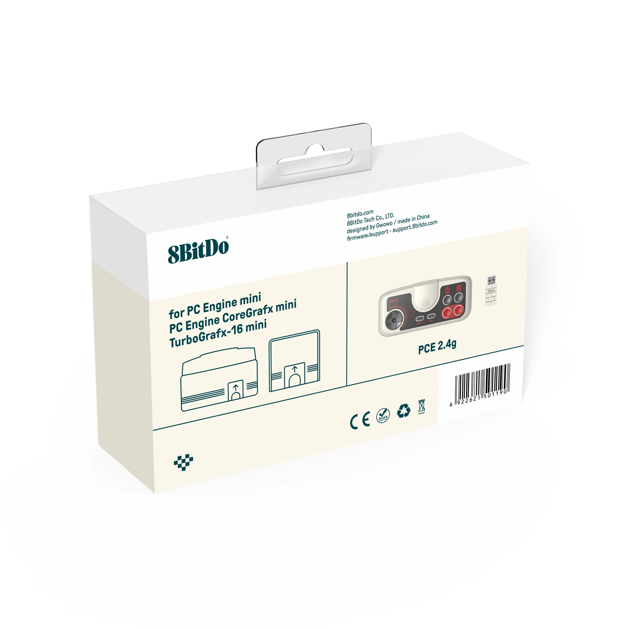 Беспроводной геймпад 8bitDo PCE Core 2,4G для двигателя ПК, мини-двигатель ПК CoreGrafx Mini TurboGrafx-16 Mini для Nintendo Switch