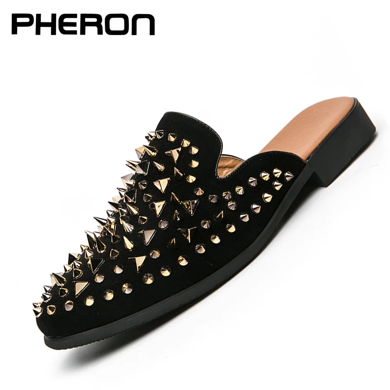 Slip On Men Spike Shoes Black Masculino Chaussures Homme Luxe Comfortable Shoes Loafers 7#23/10D50 Paty Flats Zapatos Hombre