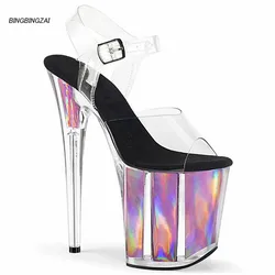 BBZAI-zapatos de tacón superalto para mujer, Sandalias de tacón fino de cristal de 20CM, de calidad Superior, impermeables, 10CM 34-45 46