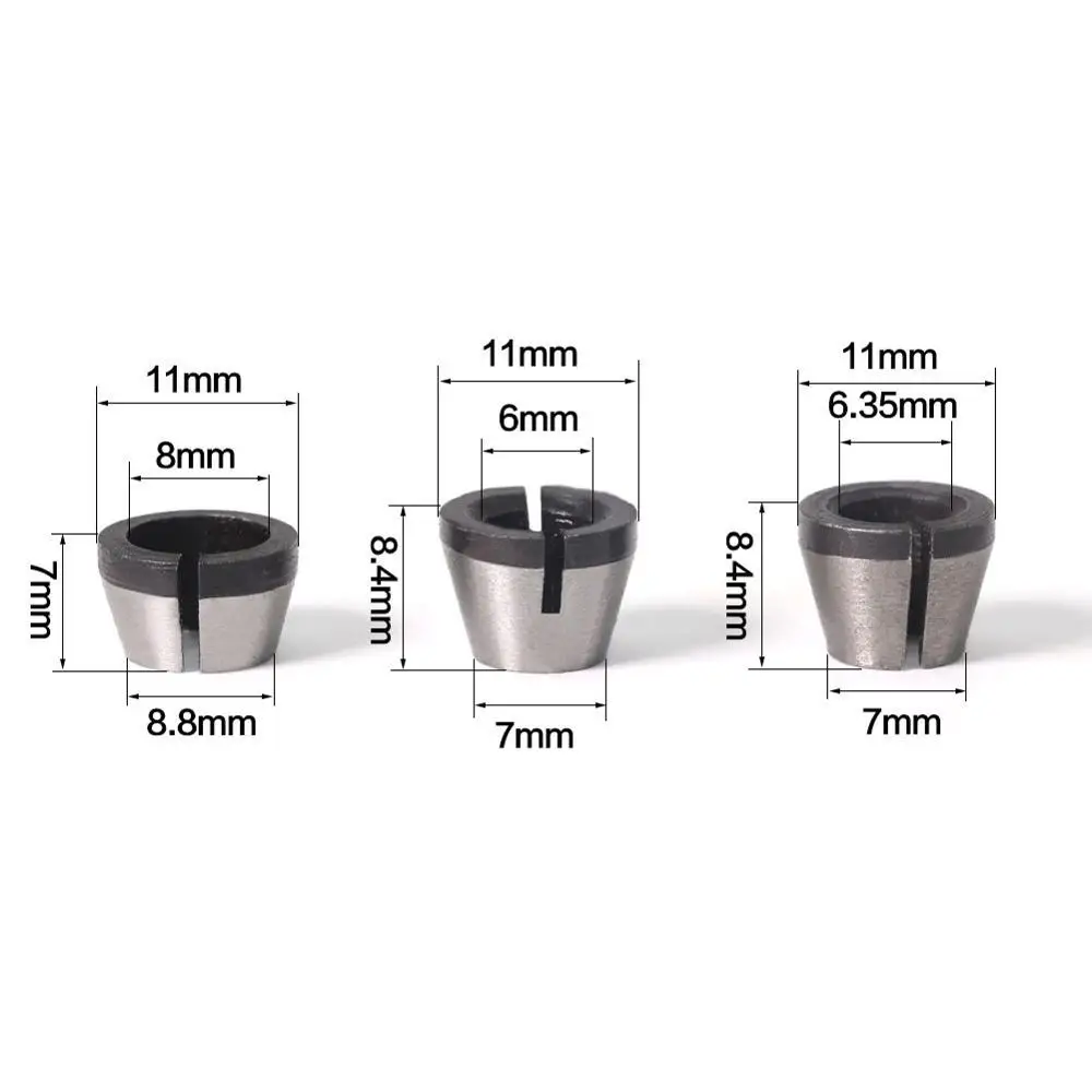 6Mm 6.35Mm 8Mm Collet Chuck Adaptor Ukiran Pemangkasan Mesin Router Presisi Tinggi