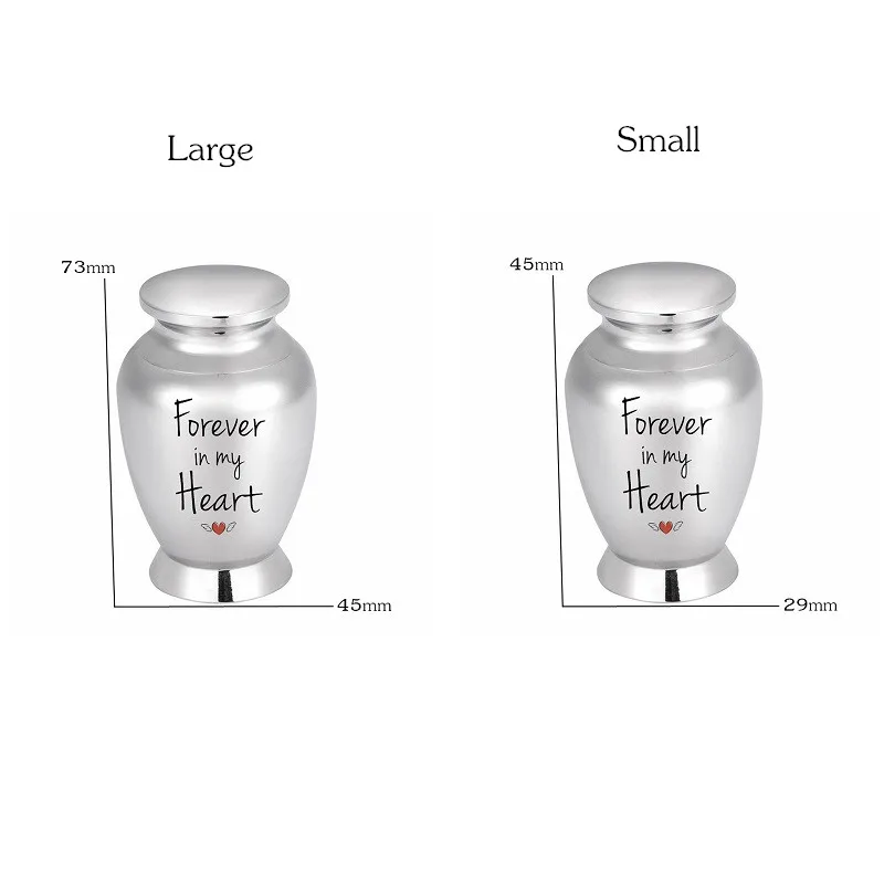 2 Size Mini Cremation Urn Hold Pet/Human Forever in My Heart Keepsake Locket Jewelry Ashes Urn