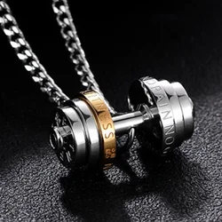 dumbbel necklace male Couple necklace pendant stainless steel Fitness necklace Barbell Sporty gifts for man jewelry for neck