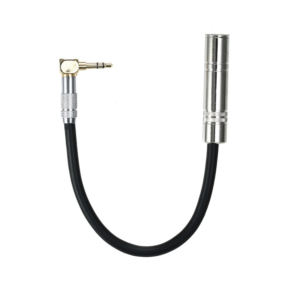 Portable 90 Degree 3.5MM Male to 6.5 6.35 Female Audio Plug Cable Line Connect Microphone Headset Earphone Headphone Laptop Comp