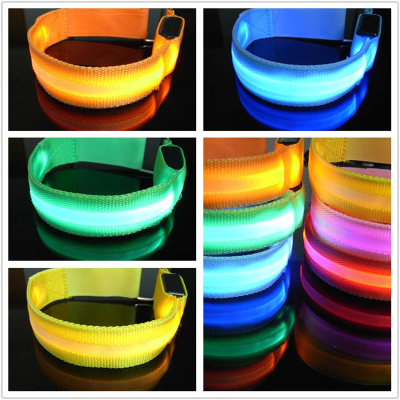 Outdoor Sports Night Running Wristband Armband LED Light USB Rechargeable Safety Belt Arm Leg Warning Wristband Bike Light