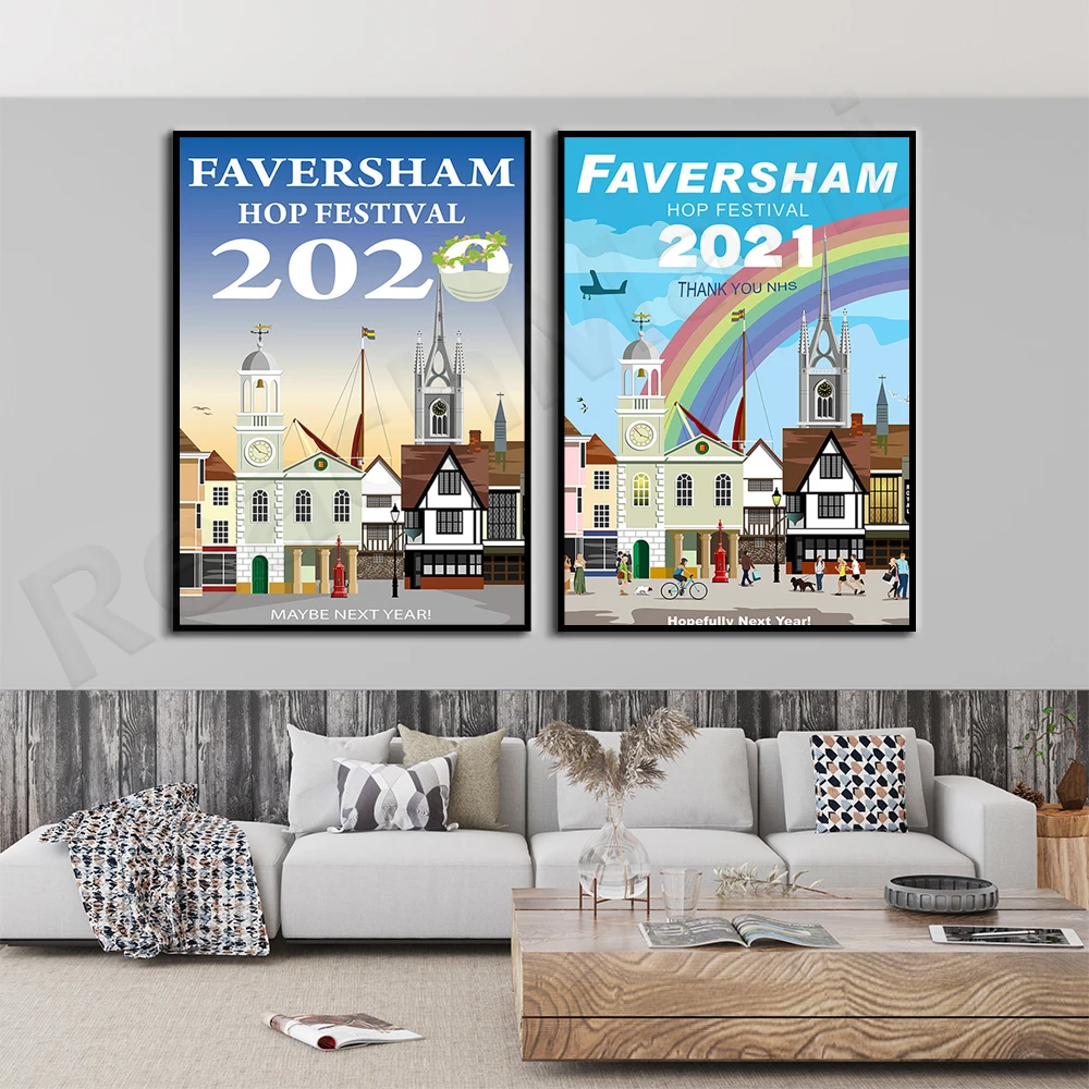 2021.2020 Faversham Oktoberfest, Canvas Painting Print Living Room Home Decor Artwork Modern Wall Art Poster