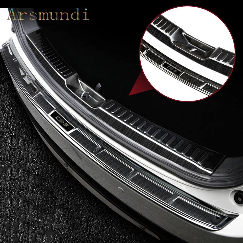 For Mazda CX-5 CX5 2017-2020 Black Stainless Steel Rear Trunk Boot Bumper Guard Protector Molding Cover Auto Accessories