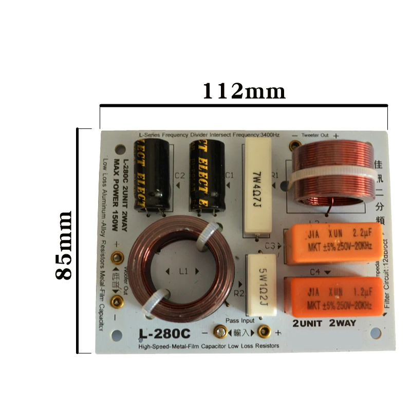 HIFIDIY  L-280C 2 Way 2 speaker Unit (tweeter + bass )HiFi Speakers audio  Frequency Divider Crossover Filters