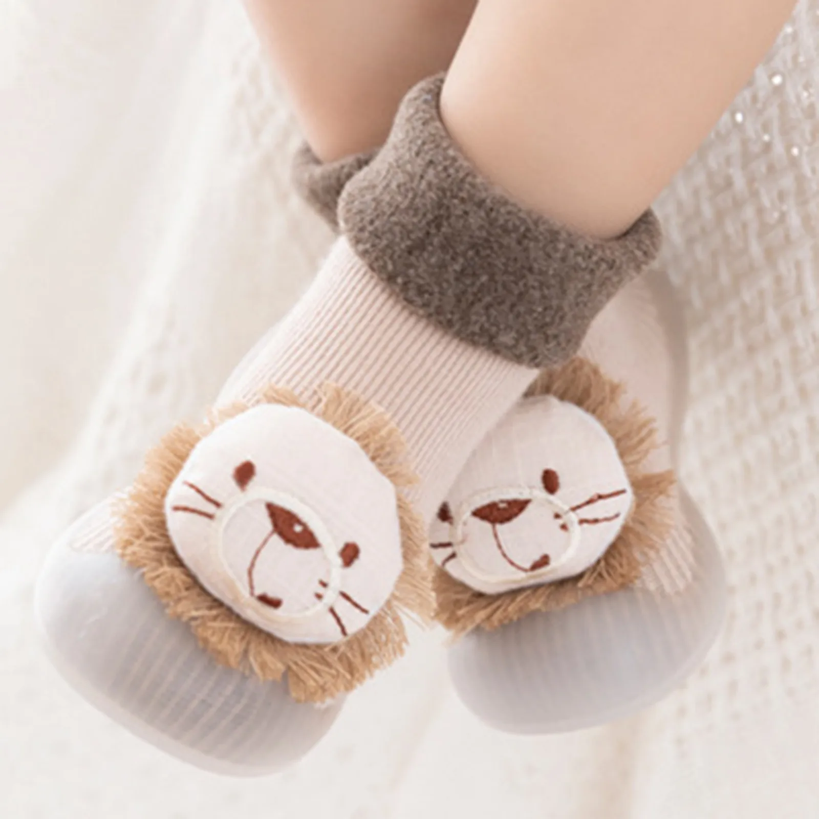 Kids Toddler Shoes Socks Baby Boys Girls 3D Cartoon Patchwork Warm Knit Soft Sole Rubber Shoes Socks Slipper Stocking zapato