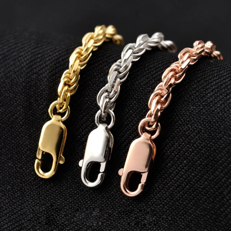 

Real 100% 925 Sterling Silver Golden Platinum Rose Gold Color Rope Chain Long Necklace For Women Men Fine Jewelry Birthday Gift