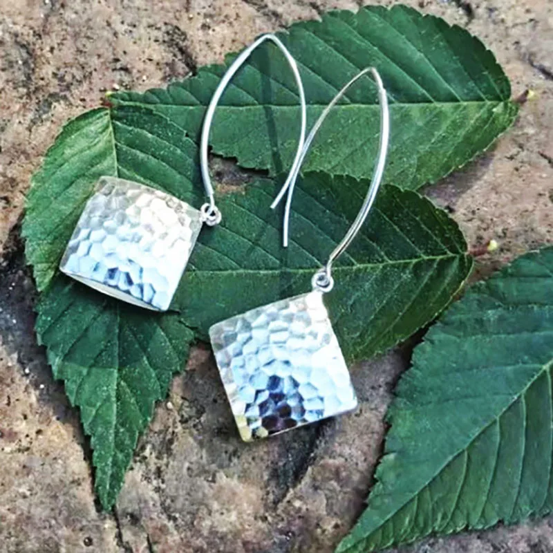 PANGJERY Silver Color Earrings for Women INS Fashion Creative Exquisite Chic Sparkling Square Piece Wedding Jewelry Gifts