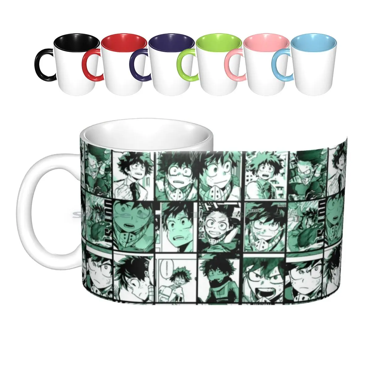 Midoriya Izuku Collage Color Version Ceramic Mugs Coffee Cups Milk Tea Mug Boku No Hero Academia Collage Official Art Manga