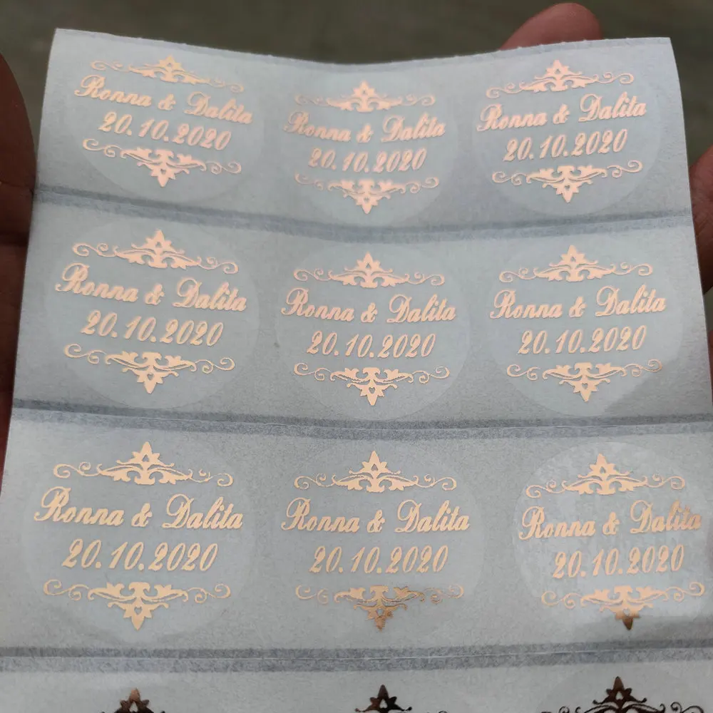 100 Personalized Custom Hennaday Baptism Wedding Engagement Anniversary Party Favors Stickers Labels Rose gold Blue Red