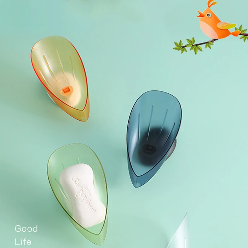 new Xiaomi Soap Box Drain Bathroom Shower Leaf Shape Soap Holder Storage Tray Creative Sucker Water-free Storage Box