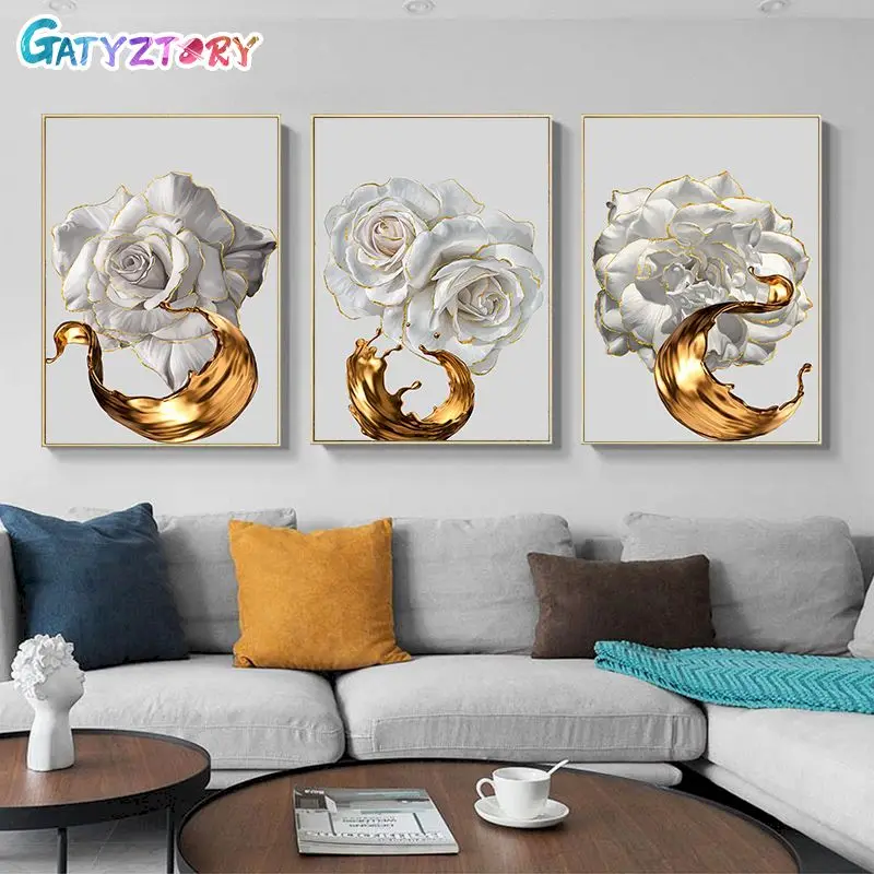 GATYZTORY 60x75cm Frame Abstract Flower DIY Painting By Numbers Acrylic Hand Painted Oil Paint By Numbers Home Decor Art