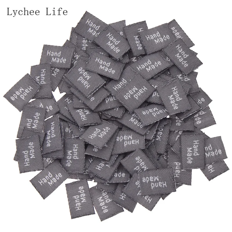 Lychee Life 100 sztuk ręcznie robione etykiety z nadrukiem ręcznie z miłością etykiety odzieżowe tagi na ubrania torby Diy materiały do szycia