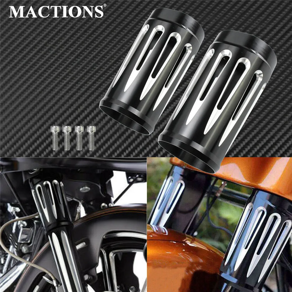 

Motorcycle CNC Front Fork Boot Slider Covers Black Aluminum For Harley Touring 1980-2016 Road King Street Glide Electra Glide