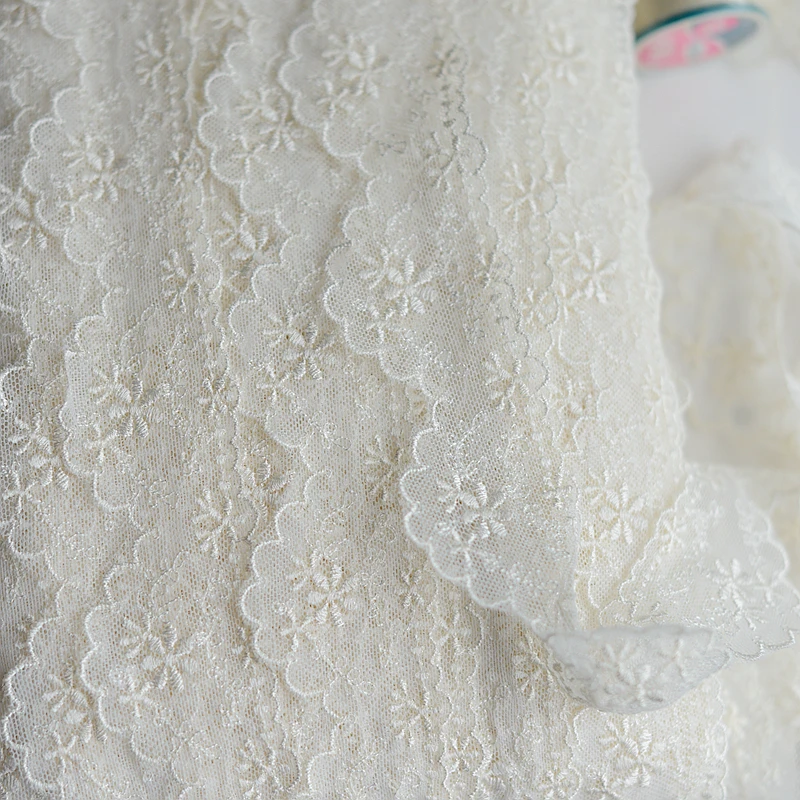 Hot Sale 4.5cm wide 3yard/lot retro net flower embroidered lace trim for baby doll clothes/diy dress X430