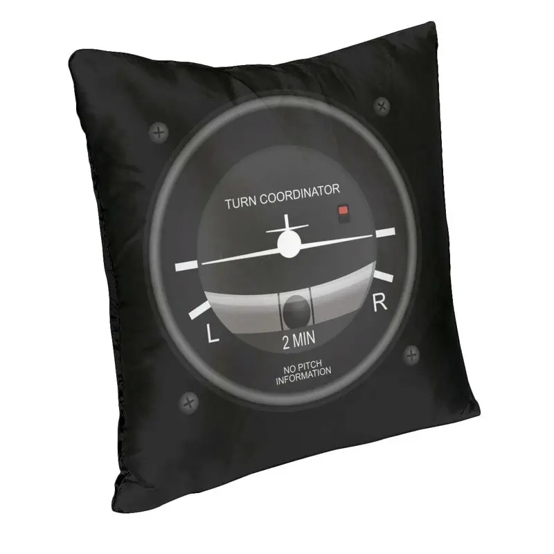 Turn Coordinator Flight Instruments Cushion Cover for Sofa Aviation Airplane Pilot Throw Pillow Case Bedroom Decoration