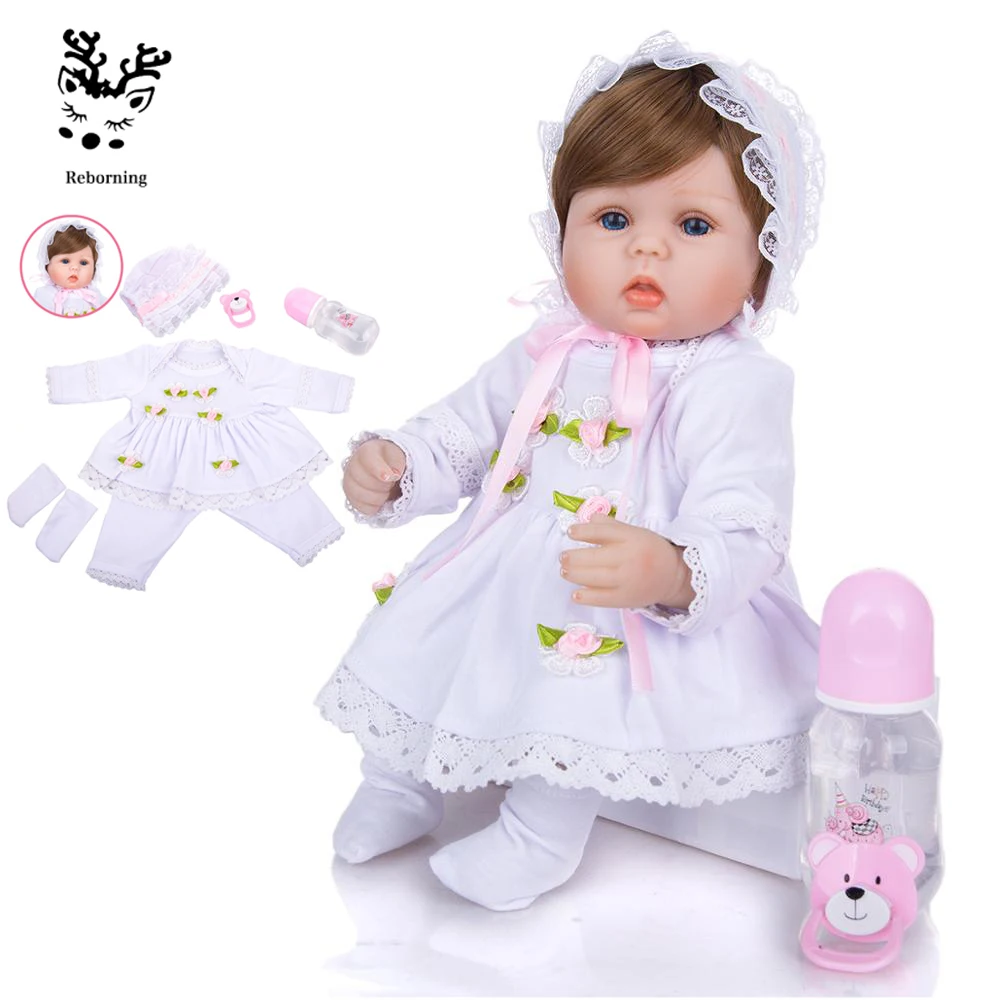 Reborning Neugeborenen Baby Puppe 16 Zoll Für Kinder Pädagogisches Spielzeug Realistische Silikon Reborn Puppen Babys Touch Echt bebe Weihnachten Geschenk