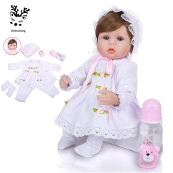 Reborning Newborn Baby Doll 16 Inch For Kids Educational Toy Realistic Silicone Reborn Dolls Babies Touch Real bebe Xmas Gift