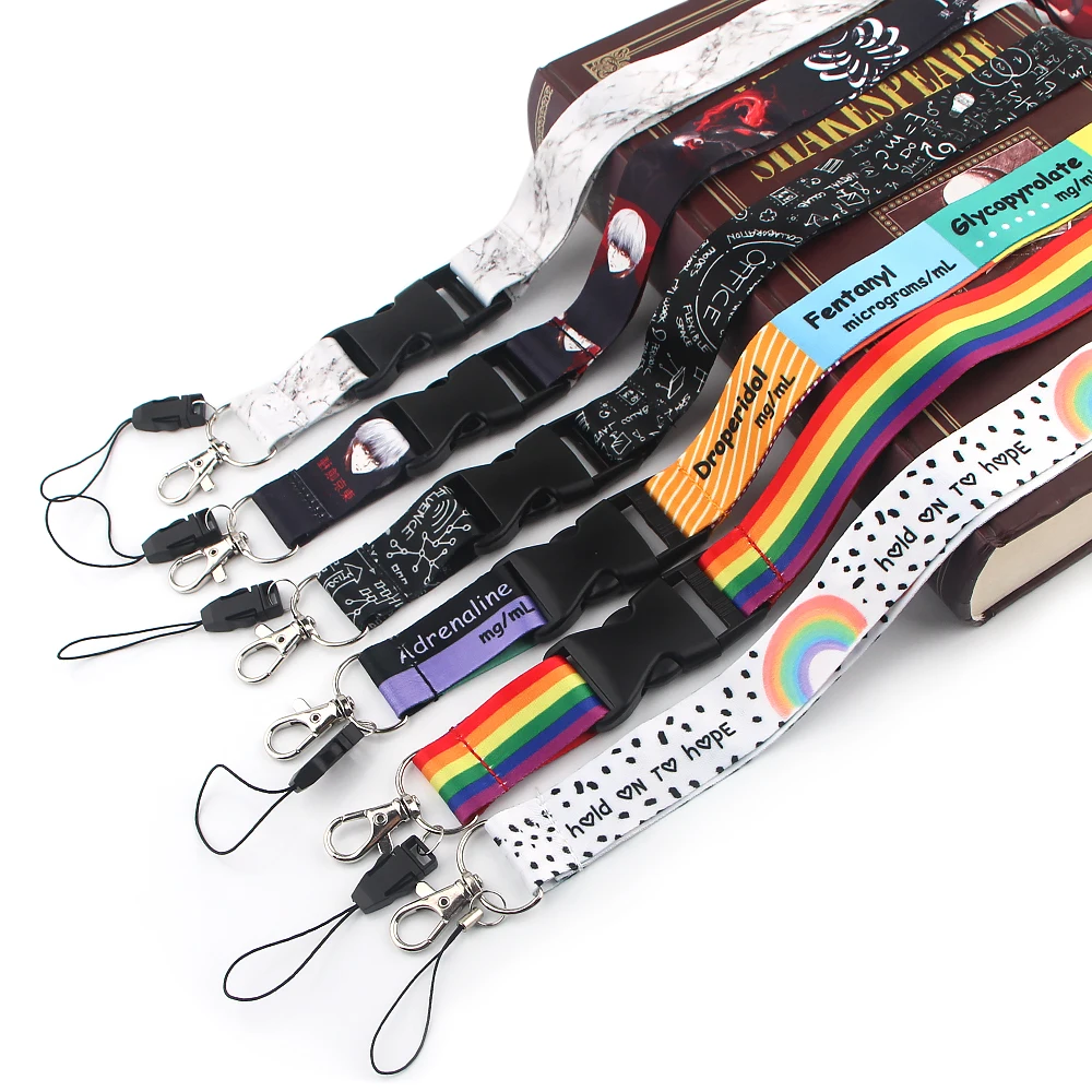 BH1463 Blinghero Cartoon Marble Lanyard For Key Phone Lanyard Neck Strap Keychain Rainbow Lanyards ID Badge Holder For Nurse