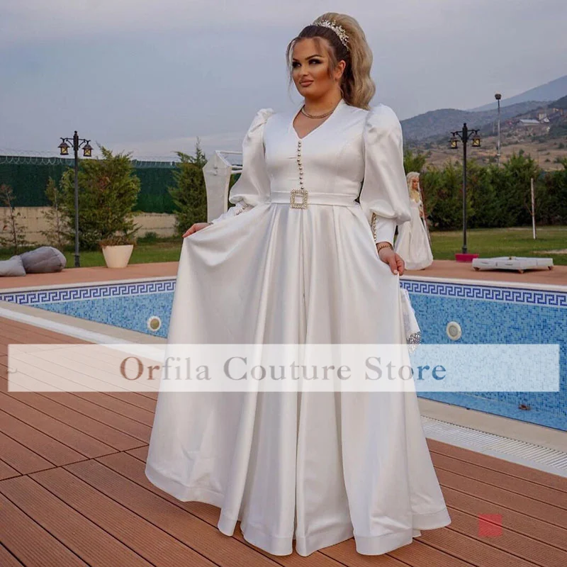 Vestidos De Novia Albanian Caftan Evening Dresses Underwear 2022 Satin Robe De Soirée De Mariage A Line Prom Gowns