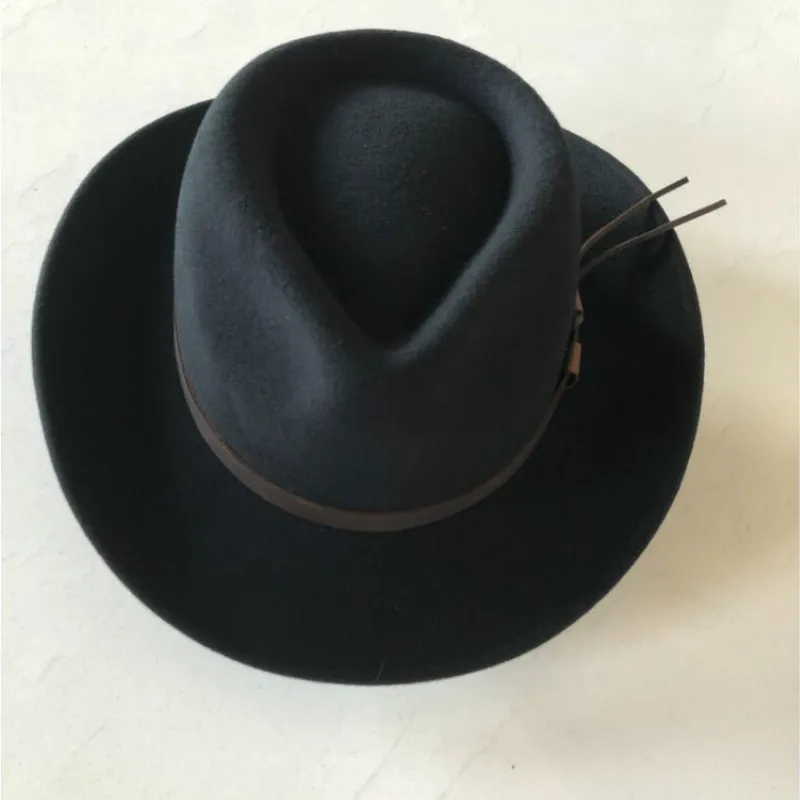 X054 100% Wool Denim Hat Wool Felt Derby Bowler Hat Adult Satin Lined Fashion Party Formal Fedora Costume Magician Round Hat