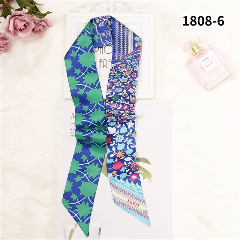 Bag Scarf New Floral Print Women Silk Scarf Skinny Bag Ribbon Female Headband Fashion Head Scarf Long Scarves & Wraps