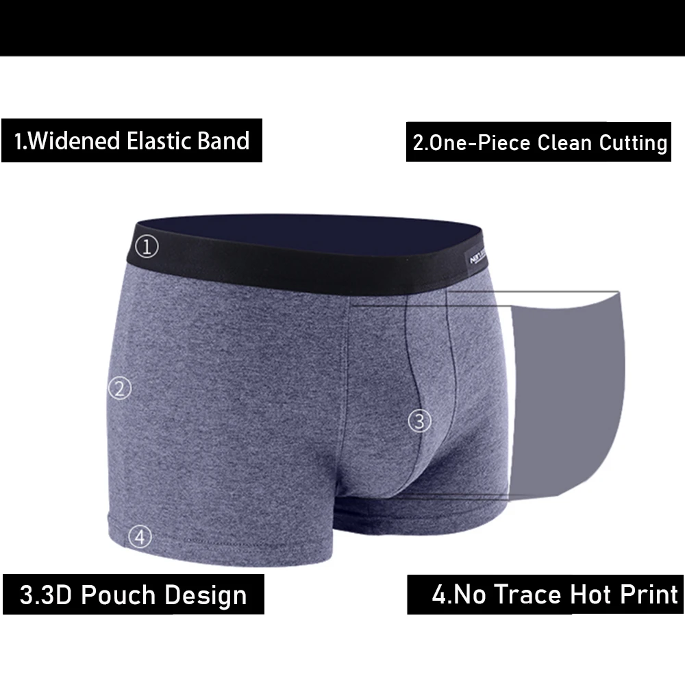 4pcs/Lot Boxershorts Men Underpants man Male Panties Men Boxer Underwear 100% Cotton Homme Calzoncillos Calecon Plus Size