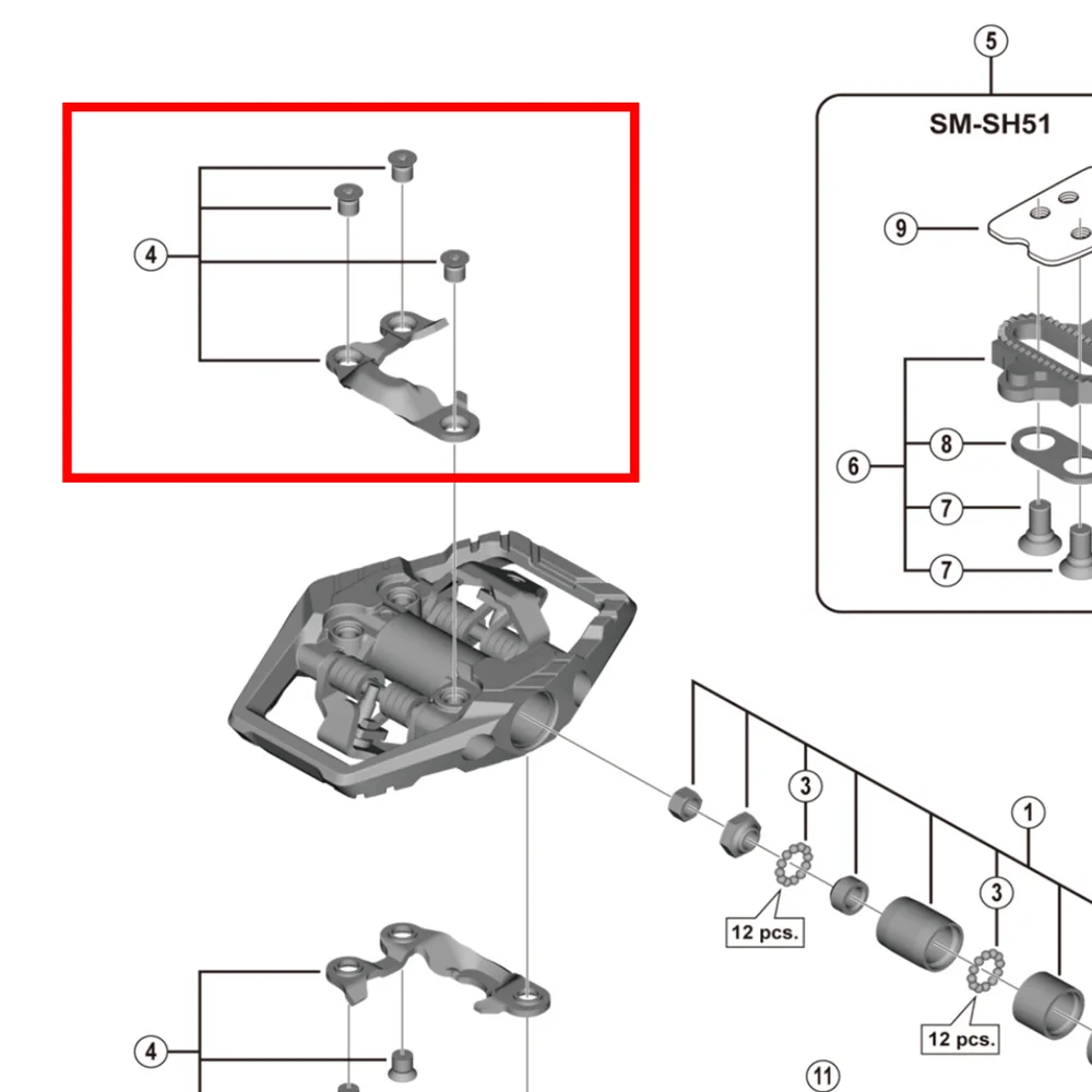 Shimano XT SPD pedały osłona korpusu i śruby mocujące Y46K98040 Y46K98030