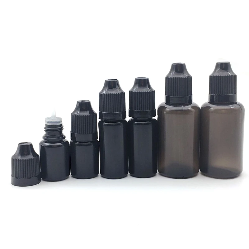 

150pcs Black 5ml 10ml 15ml 30ml LDPE Dropper Bottles Sample Eyes Drop Refillable Plastic Bottle Free Shipping