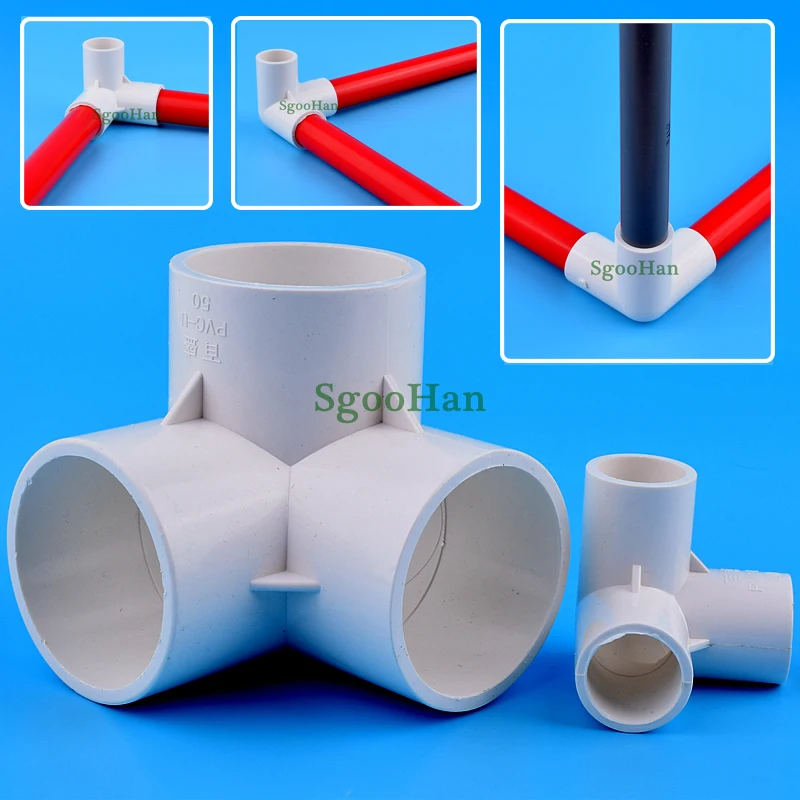 1~30pcs ID 20~50mm PVC Pipe Three-dimensional 3 Ways Connector Irrigation System Aquarium Fish Tank 3 Way Joint Frame Fittings