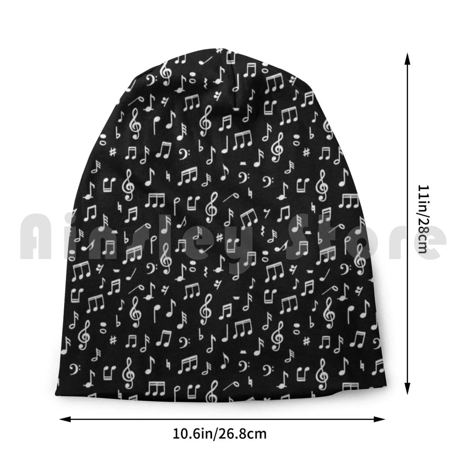 Music Notes In Black Background Beanie Hedging Cap DIY Print Cushion Music Note Music Notes Sound Black And White Cool