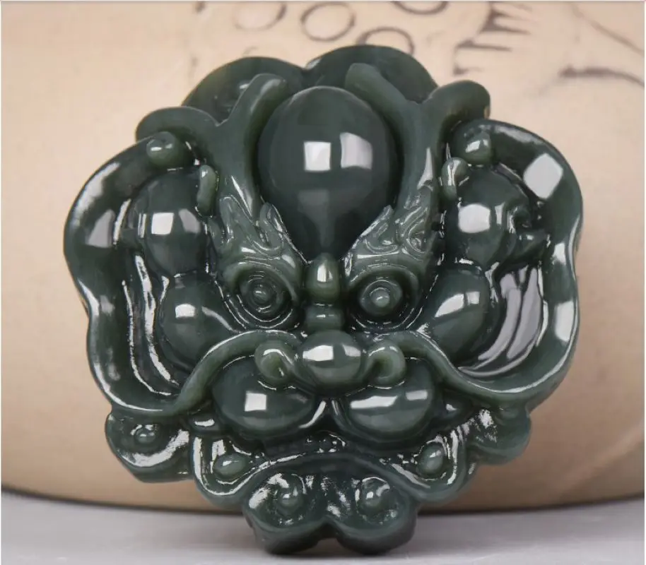 

Wonderful Dragon head Amulet Bring fortune waist belt Hanging adornment by Bottle Jade for Man