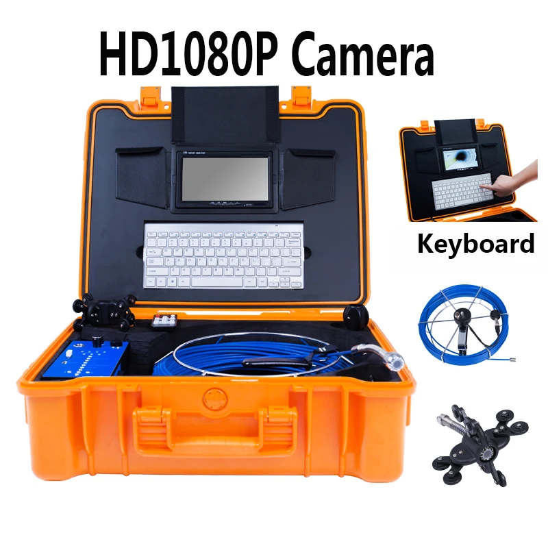 

25MM Lens HD1080P Drain Pipe Inspection Camera Endoscope System 20m Cable 7inch LCD with Portable Aluminum Case