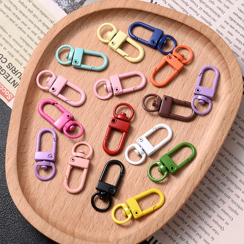 10Pcs/Lot 12x33mm Metal Lobster Clasp Clips Colorful Key Chain Ring Buckle Hook for Bag Car Keychain Jewelry Making Accessories