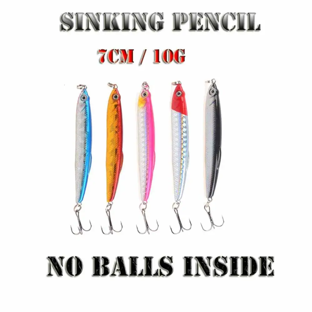 Long Shot Fishing Lure Fake Hard 7cm/10g Bullet Pencil Fish Submerged Vibration Lifelike Bait Sea Fishing Gear Outdoor