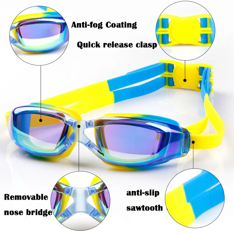 2022 Kids Professional Swimsuit Goggles Swim Shurt Uv Swimsuit Glasses Electric Waterproof Silicone Swimming Children's Glasses