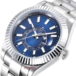 Men's Waterproof Sterile Dial Automatic Watch, Stainless Steel Case, Luxury Calendar, Simple Fashion, 40mm