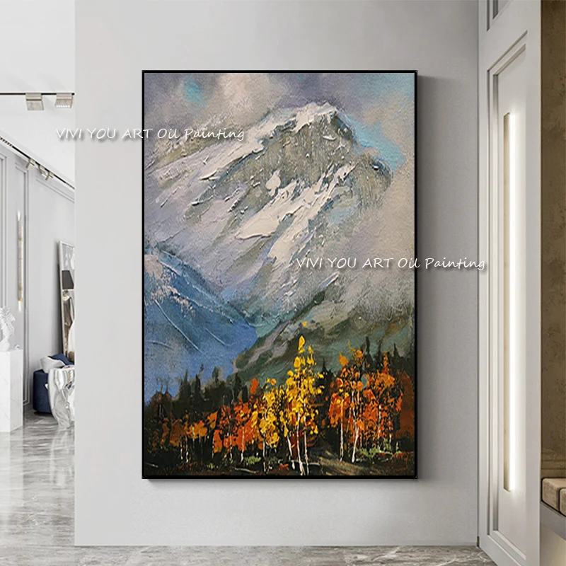 The Top Selling Large Wall Art Handmade Abstract Mountain Oil Painting On Canvas Palette Landscape Home Living Room Hotel Decor