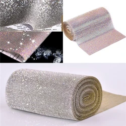 1 rotolo di strass Trim adesivo di cristallo ferro su nastro Hot Fix decorazioni per auto fai da te mobili cellulare mestiere catena di fogli autoadesivi