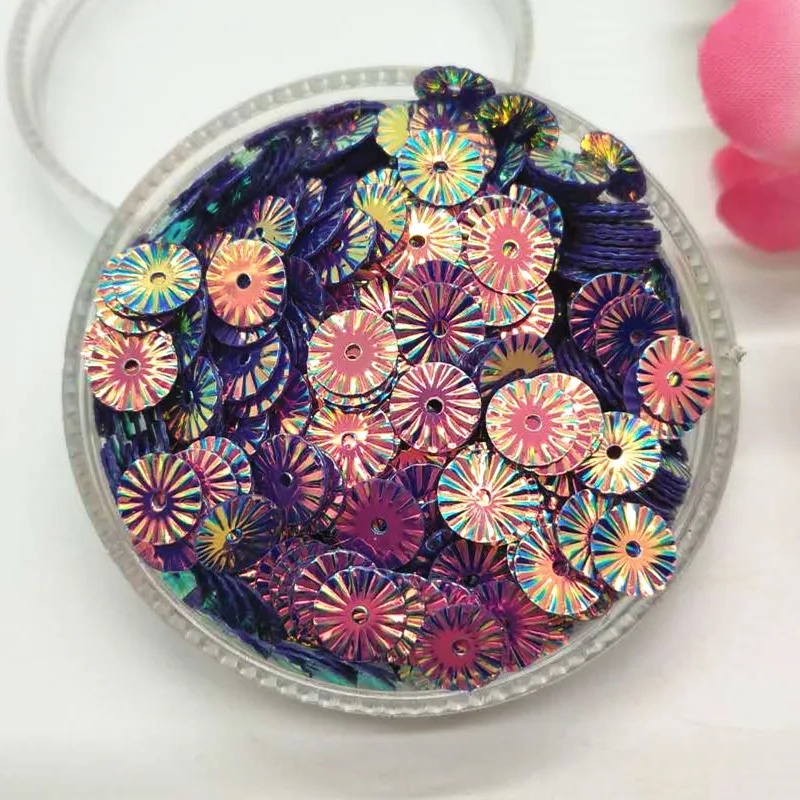 3000pcs 6mm Round Wheel Sun Flower Loose Sequins Sewing PVC DIY Paillette Dark Purple AB