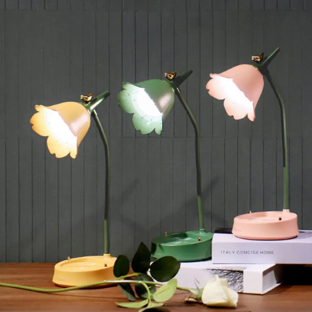 LED Flower Desk Lamp Student Bedroom Room Touch Control Lighting Reading Lamp Eye Protection Multi-function Lamp Table Light