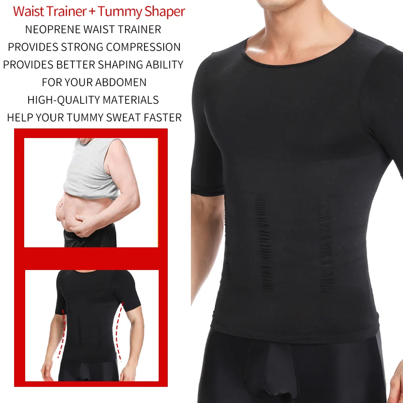 Chemises de Compression pour hommes, réducteurs d\'abdomen, chemises de poitrine, ventre mince, façonnant le ventre, Corset correctif